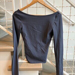 Sleek Boat Neck Long Sleeve Top Odyssey Grey Blue XS